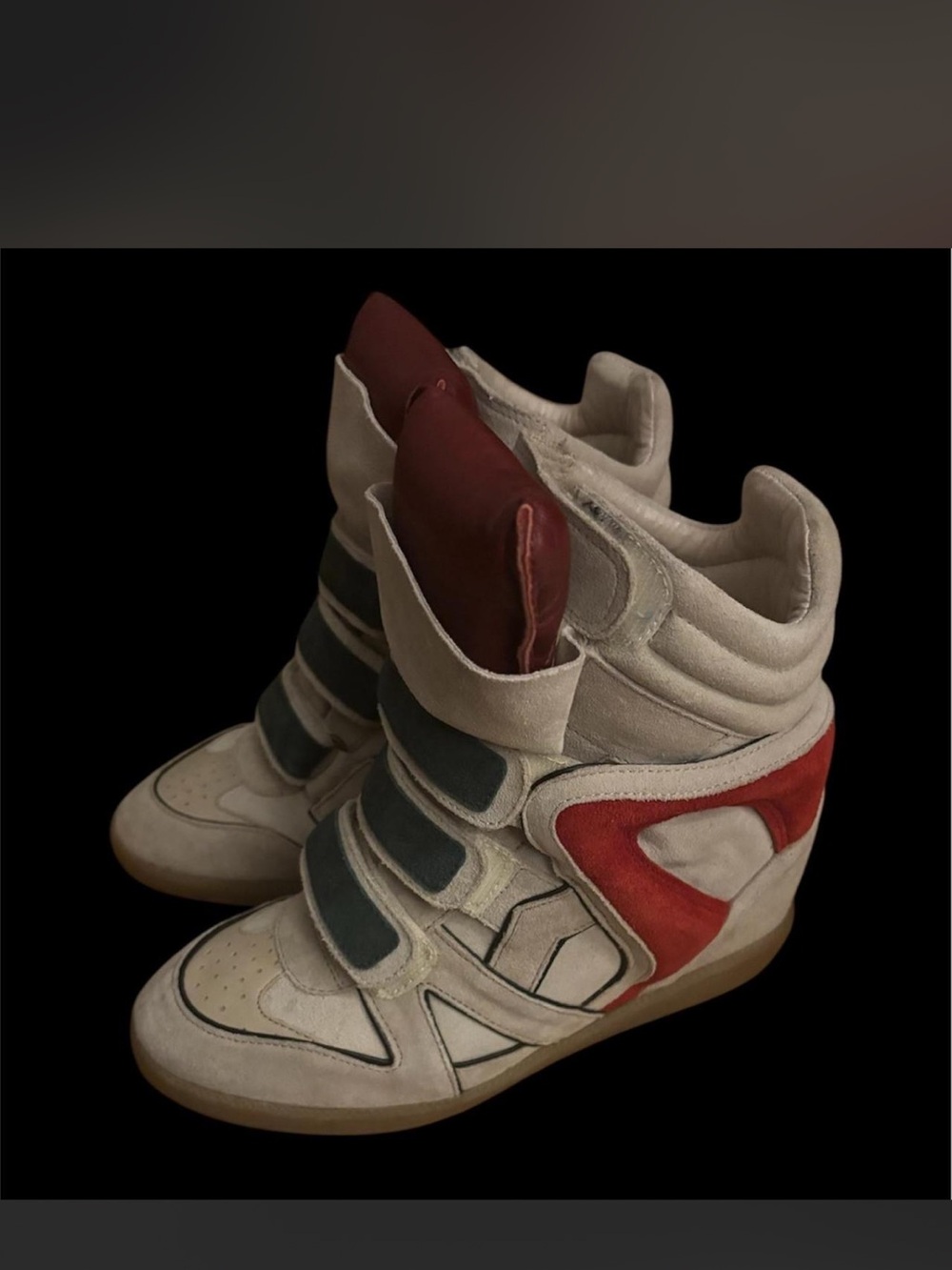 Isabel Marant Beige Trainers with Green Straps